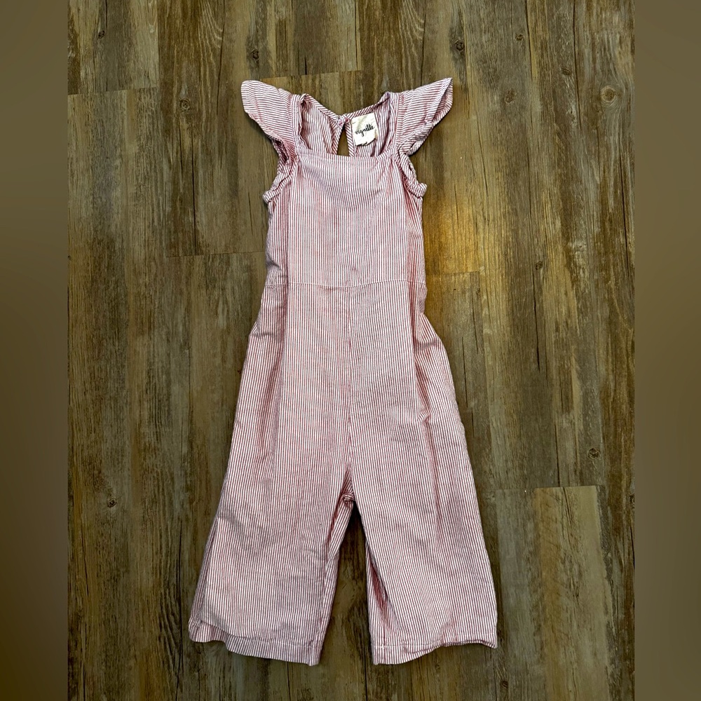 Red and white striped romper
